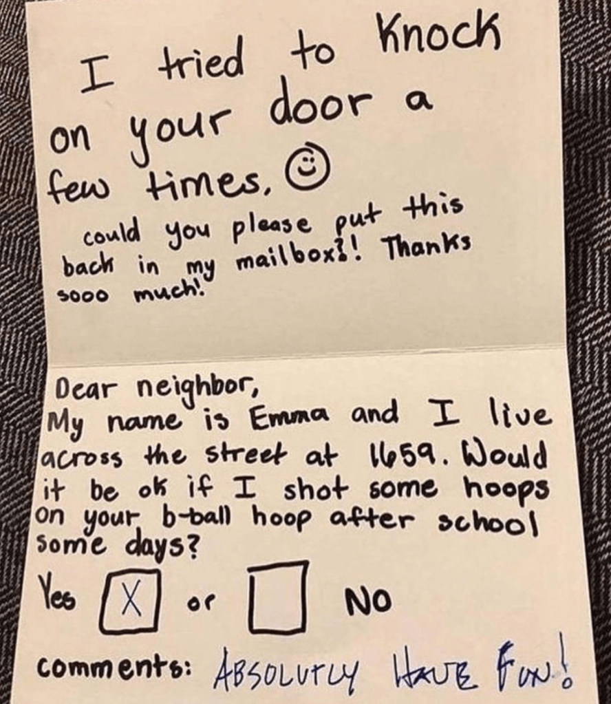 note to neighbor 